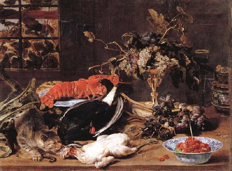 Frans Snyders Hungry Cat with Still Life Spain oil painting art